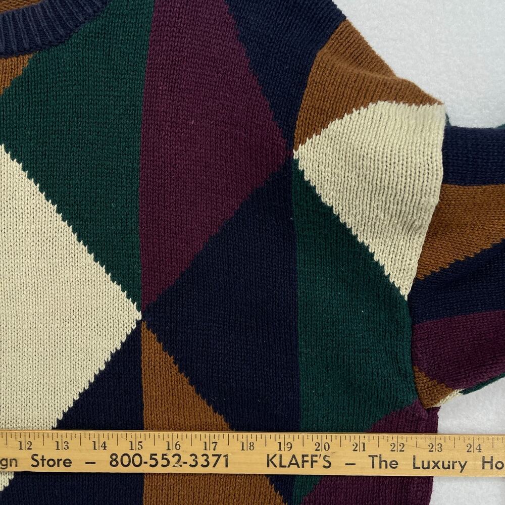 NEW RIVER CO Sweater Mens M Jumper Abstract Colorblock Pullover Blue Green VTG - Picture 9 of 11
